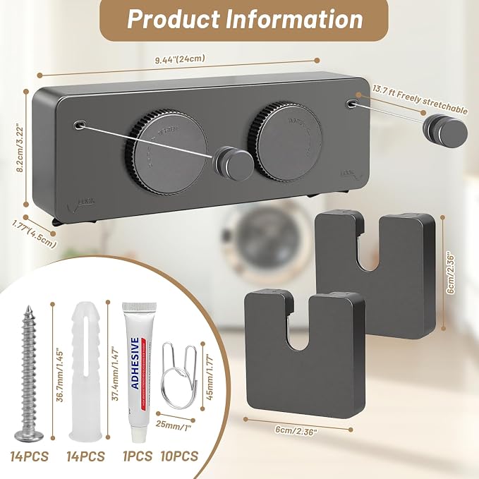 Retractable Clothesline Indoor, Non-Sagging Outdoor Clothes Line Retracting - Image 5