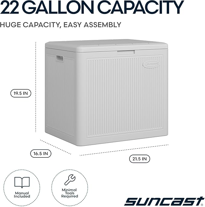 Suncast 22-Gal. Waterproof Resin Small Outdoor Patio Deck Box - Image 3