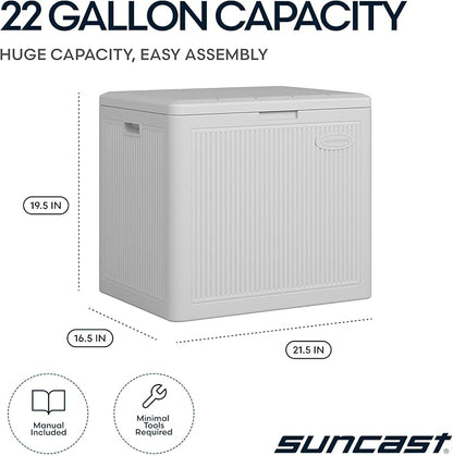 Suncast 22-Gal. Waterproof Resin Small Outdoor Patio Deck Box - Image 3