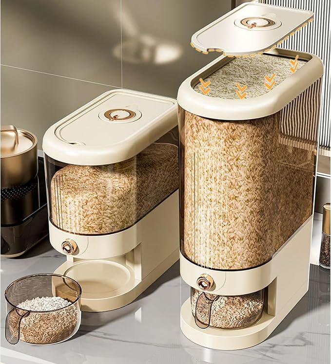 Peaoop 22LBS Rice Dispenser, Large Grain Container Storage - Image 2