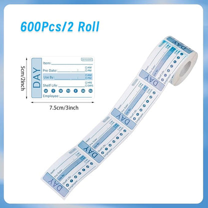 2 Rolls 600 Pieces Shelf Life Removable Freezer Labels, 2 x3 Inch Food Labels - Image 2
