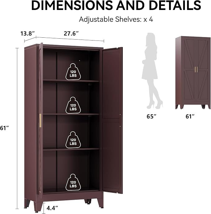 COFaR 61" Metal Storage Cabinet - Image 2