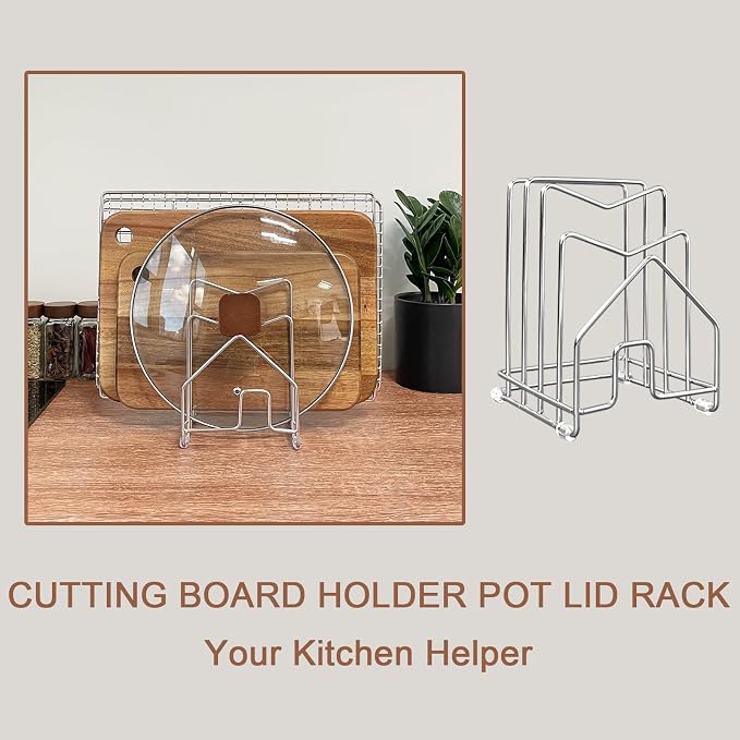 2 Pack Pot Lid Organizer Cutting Board Holder Inside Cabinet 304 Stainless - Image 6