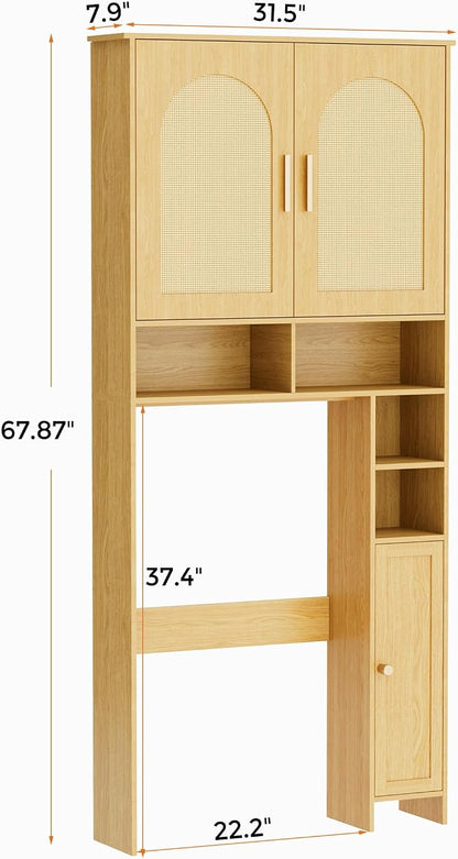 Homhedy Wooden Over The Toilet Storage Cabinet, Natural | Bathroom Organizer - Image 2
