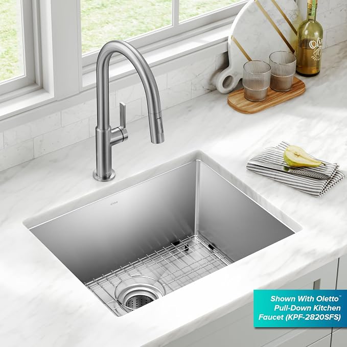 KRAUS Standard PRO 23-Inch 16 Gauge Undermount Single Bowl Stainless Steel - Image 3