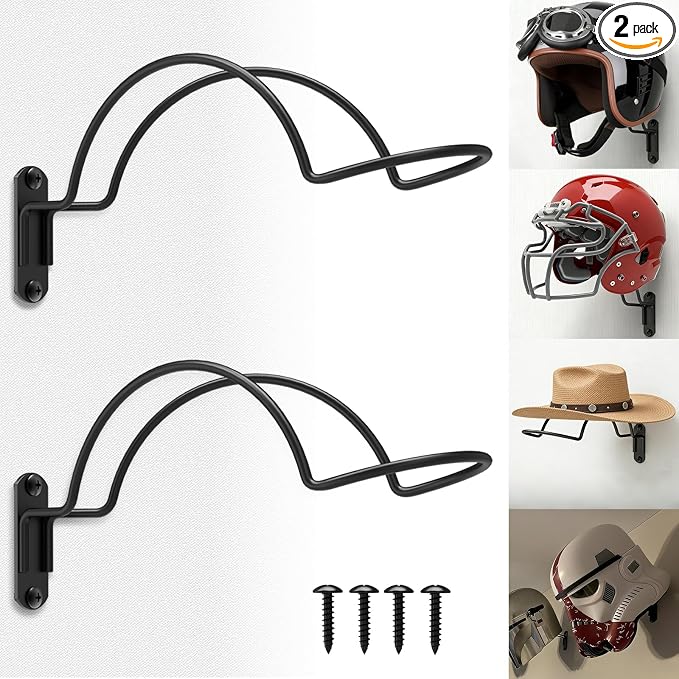 2 Pcs Wall Mounted Helmet Rack Storage Display Rack Hanger, Motorcycle Helmet by KOPKIO