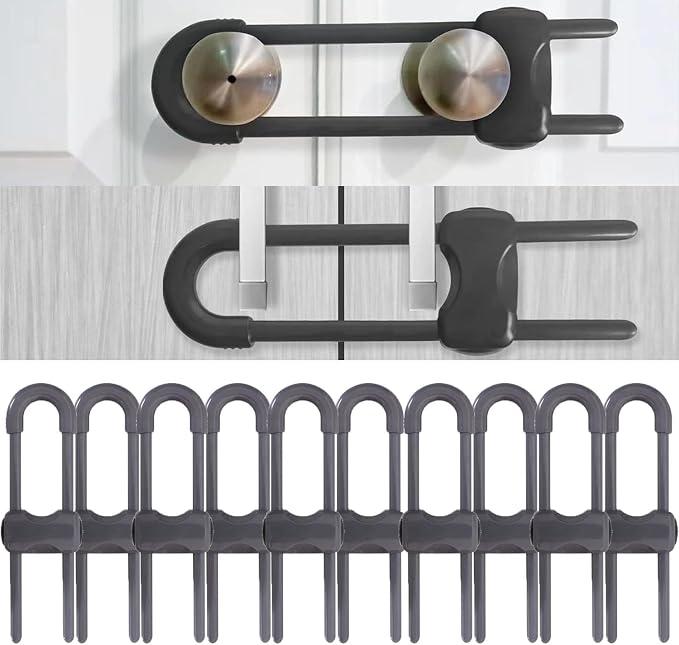Sliding Cabinet Locks for Babies, Baby Proofing Adjustable U-Shaped Baby Safety by WENPENG