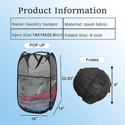 Pack of 2 Pop Up Mesh Laundry Hamper - Image 2