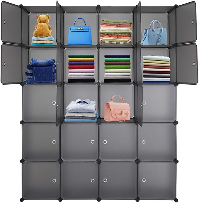 Cube Storage Organizer, 20-Cube Plastic Closet Cabinet, DIY Plastic Modular - Image 7