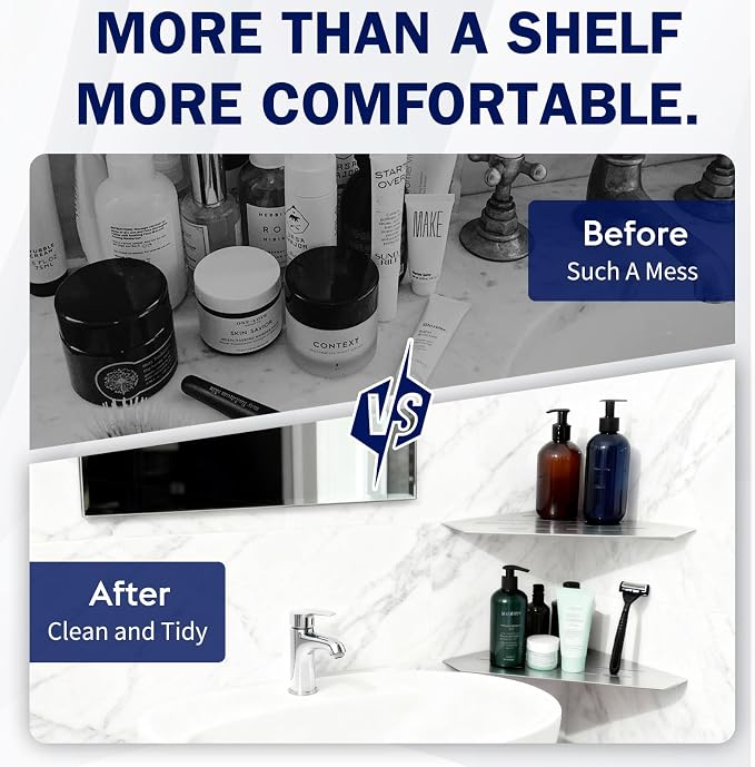 10" Corner Shower Shelf 2 Pcs Brushed 304 Stainless Steel Diamond Heavy Duty - Image 8