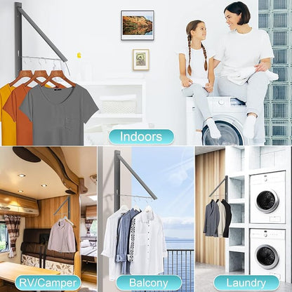 Retractable Clothes Drying Rack, Space Saver Wall Mounted Folding Hanger - Image 8
