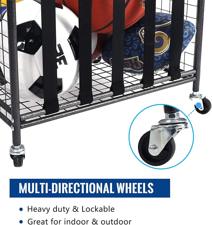 Mythinglogic Rolling Sports Ball Storage Cart, Sports Lockable Ball Storage - Image 4