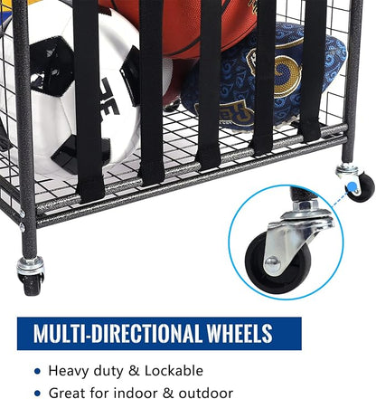 Mythinglogic Rolling Sports Ball Storage Cart, Sports Lockable Ball Storage - Image 4