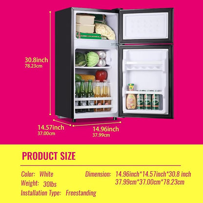 Mini Fridge with Top Freezer Apartment Size Dual Door Compact Small Refrigerator - Image 6