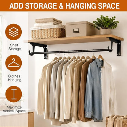 4 Pack 12 Inch Closet Rod Brackets, Heavy Duty Wall Mounted Closet Shelf - Image 3