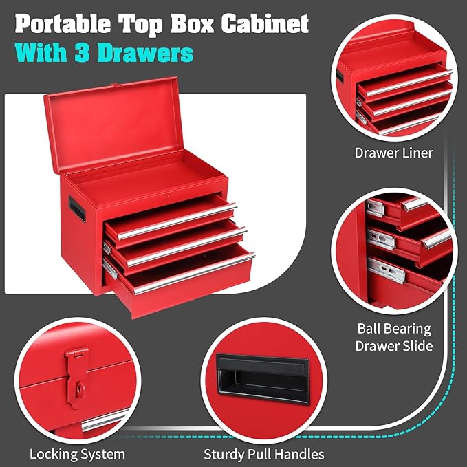 Winado 4-Drawer Rolling Tool Chest, 2-in-1 Large Storage Toolbox, Lockable - Image 7