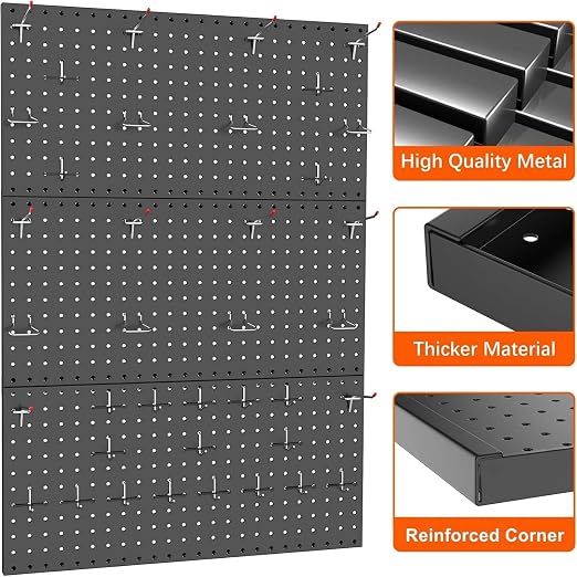 TORACK 3-Pack 12x24 inch Metal Pegboard Panels - Image 5