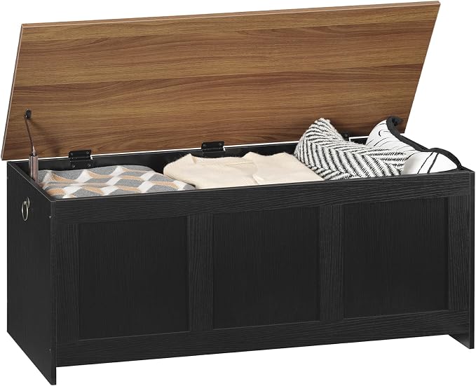 HOOBRO Storage Bench, 39.3" Retro Wooden Storage Chest, Wooden Storage Trunk - Image 9