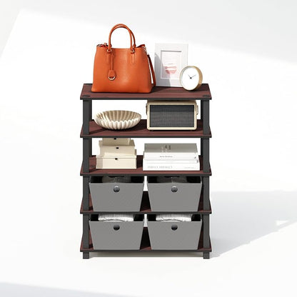 Furinno Turn-S-Tube Storage Shelves Set of 2, 3-Tier Stackable Standing Shelf - Image 6