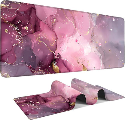 Pink Gaming Mouse Pad 31.5"x11.8"Desk Mat Anti-Slip Rubber Base & Durable by ANNAQUEEN