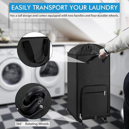 Bukere Laundry Hamper with Wheels, Large Rolling Laundry Basket with 4 Casters - Image 2