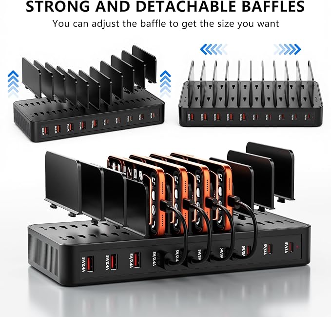 USB C Charging Station for Multiple Devices, 10-Port 100W Charging Dock - Image 7