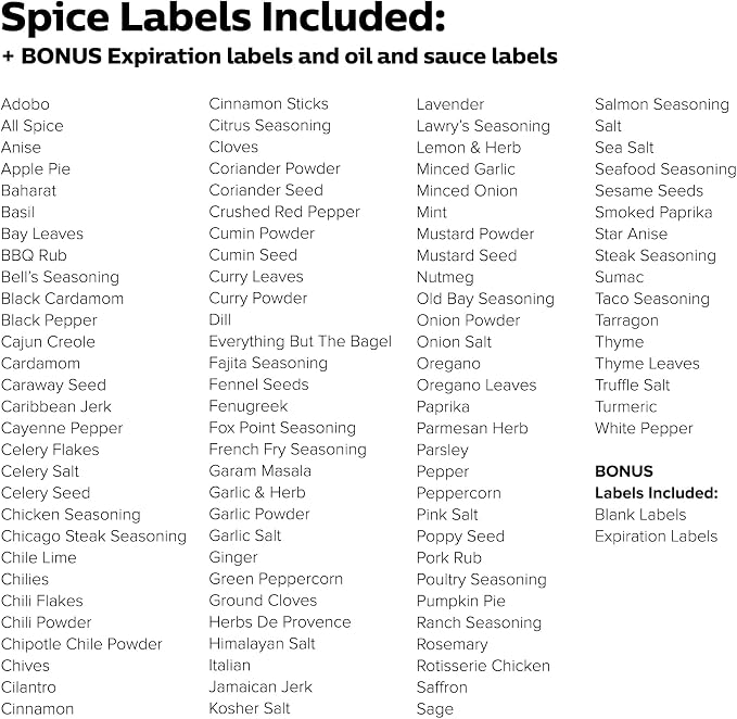 250 White Spice Labels by ThreeKin | Waterproof & Oil-Resistant Pre-Printed - Image 5