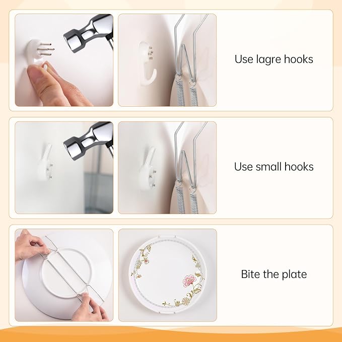 Bilillo 20 pcs Plate Hangers for The Wall, 4/6/8/10 Inch Invisible Decorative - Image 5