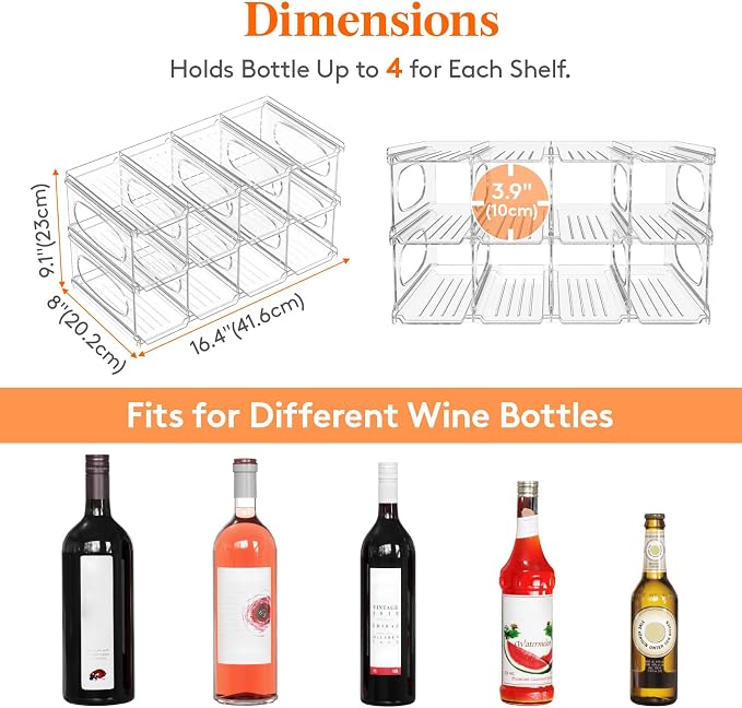 Lifewit Wine Rack for Fridge, Stackable Wine Bottle Holder - Image 2