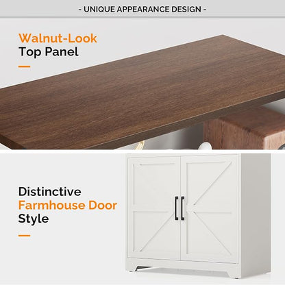 VINGLI Bookcase with Doors and Adjustable Shelves, Steel 70" Tall Bookshelf - Image 4