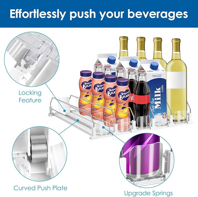 Drink Organizer for Fridge, Adjustable Width Soda Can Dispenser for - Image 3