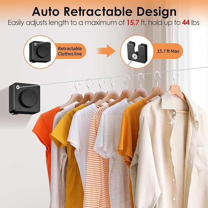 Yejay Retractable Clothesline Indoor, Non-Sagging Clothes Line Retracting - Image 2