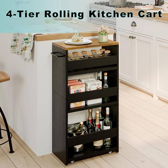 MARTY Rolling Storage Cart 7.9" W, 4-Tier Kitchen Cart - Image 5
