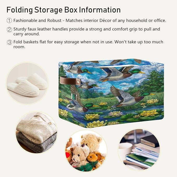 Flying Mallards Ducks Storage Bins Box Foldable Shelf Basket - Image 5