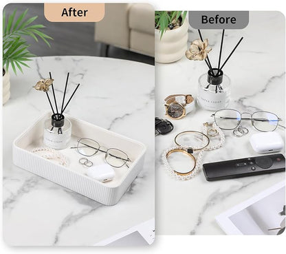PU Leather Valet Tray Organizer, Modern Nightstand Organizer Bedside Desktop - Image 3