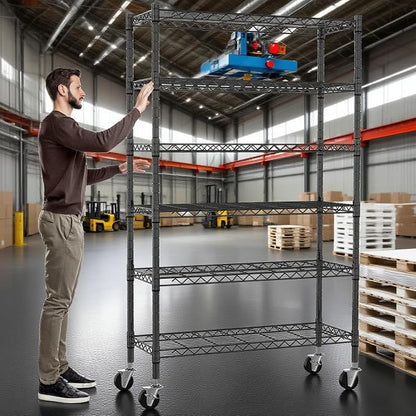 6-Tier Storage Shelves NSF Certified Wire Shelving Unit on Wheels Heavy Duty - Image 2