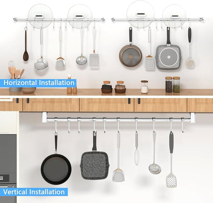 Audmore Kitchen Utensil Rack 2 PCS, 20.9” Pot & Pan Hanging Rack Wall Mount | - Image 4