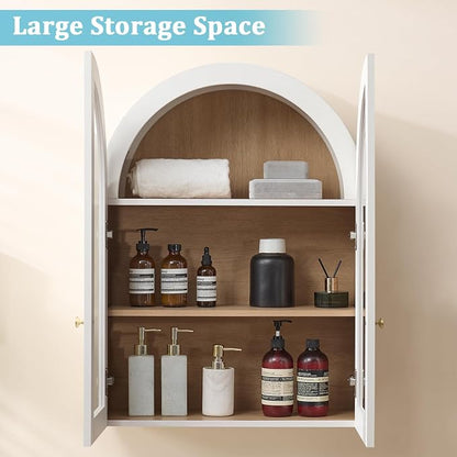 Bathroom Arched Wall Cabinet Over The Toilet Storage Cabinet, 23.6×31.4 Inch - Image 4