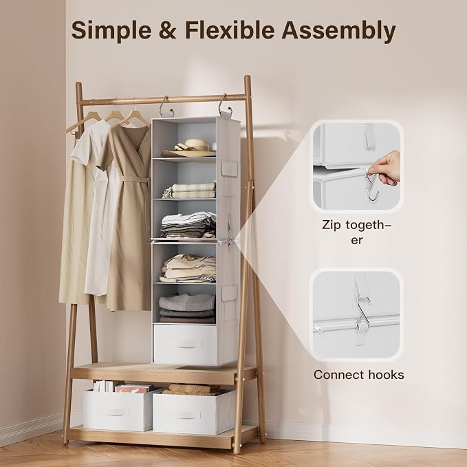 Pipishell 6-Shelf Hanging Closet Organizer, Hanging Shelves - Image 4