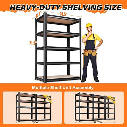 71.2''H Storage Shelves, 2500lbs Garage Shelving, Adjustable Heavy Duty - Image 3