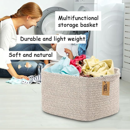 COMFY-HOMI Storage Basket for Shelves, Woven Baskets for Storage, Cotton Rope - Image 5