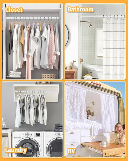 Closet Rod, 17 to 64 Inch Heavy Duty Adjustable Metal Clothing Rack - Image 6