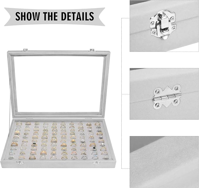 Velvet Ring Display Tray Organizer Box - Image 4
