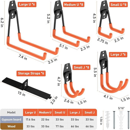 Garage Hooks with Anti-Slip Coating, Heavy Duty Wall Mount Storage Hooks - Image 2