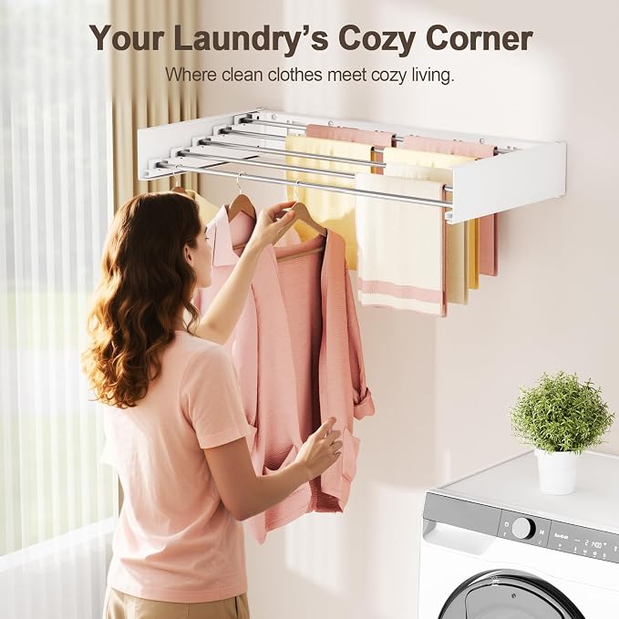 Wall Mounted Clothes Drying Rack Folding Indoor, Foldable Laundry Drying Rack - Image 2