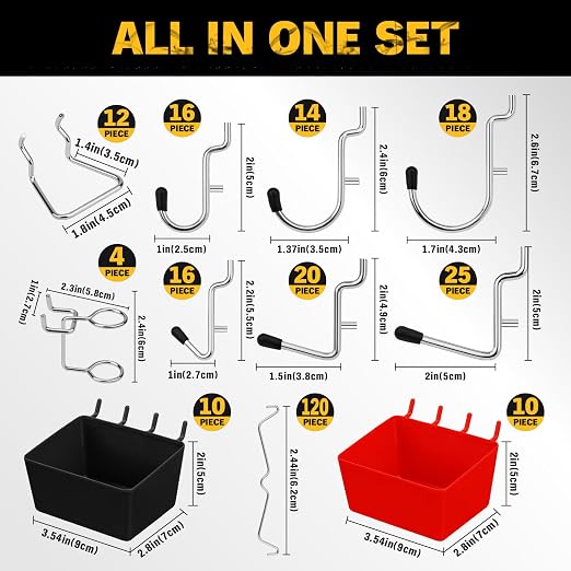 ELEAD 297 Piece Pegboard Hooks Kit, Peg Board Organizer Accessories - Image 5