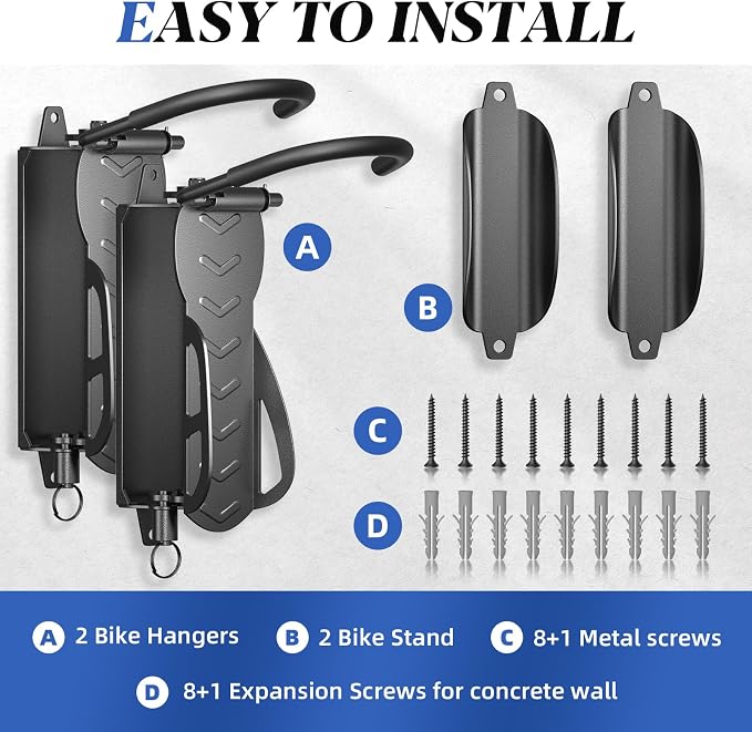 Goovilla Swivel Bike Wall Mount 2 Pack, Space Saving Bike Hangers - Image 8