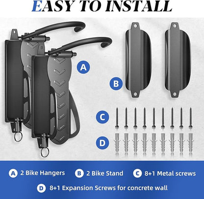 Goovilla Swivel Bike Wall Mount 2 Pack, Space Saving Bike Hangers - Image 8