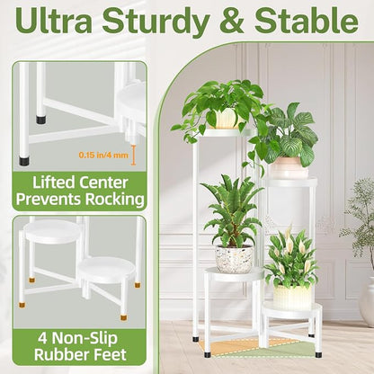 iDavosic.ly Plant Stand Indoor Outdoor, 4 Tier Corner Metal Flower Display - Image 4