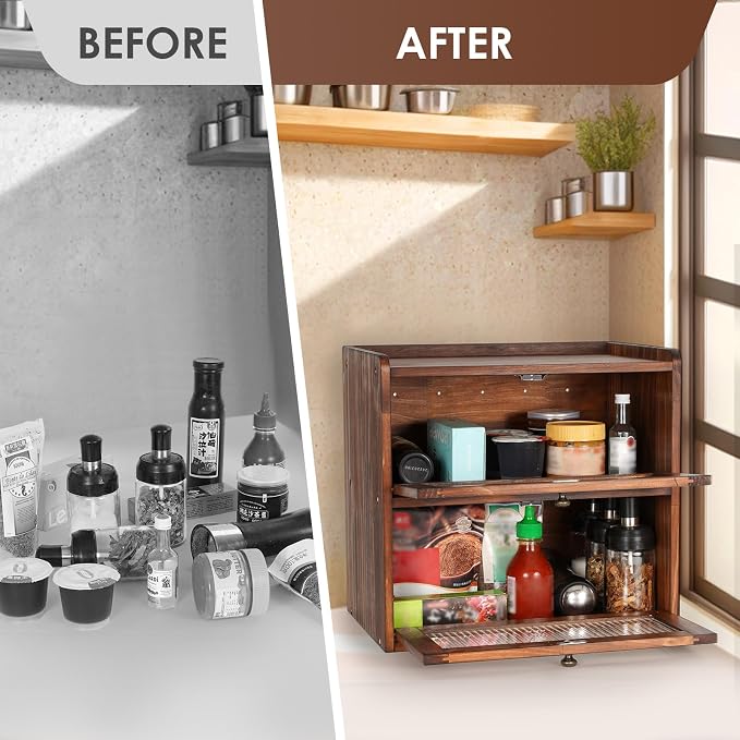Sunhoo Bread Box for Kitchen Countertop Wooden Bread Storage Container Bin 2 - Image 7